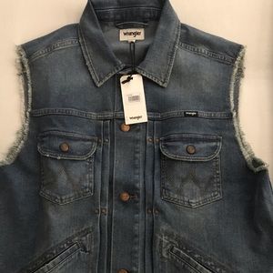 Wrangler trucker style denim vest shirt